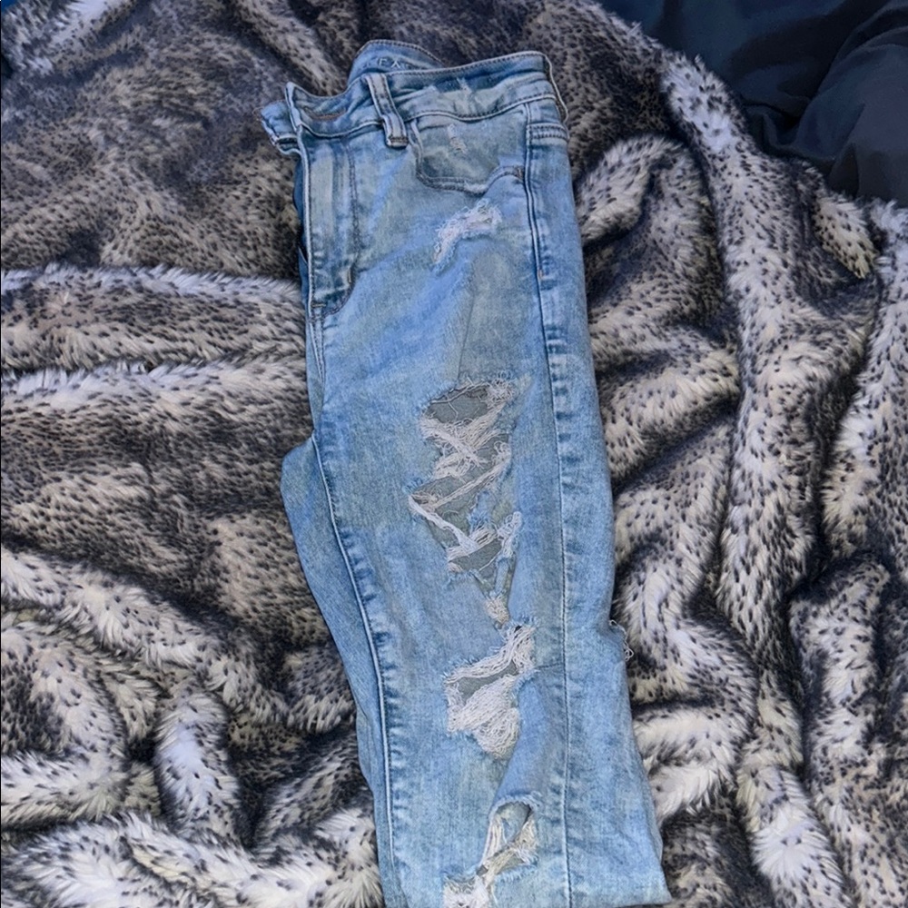 Distressed Light Blue Jeans